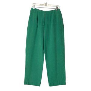 Vtg Pendleton Women's Emerald Green 100% Silk High Rise Trousers Dress Pants 14